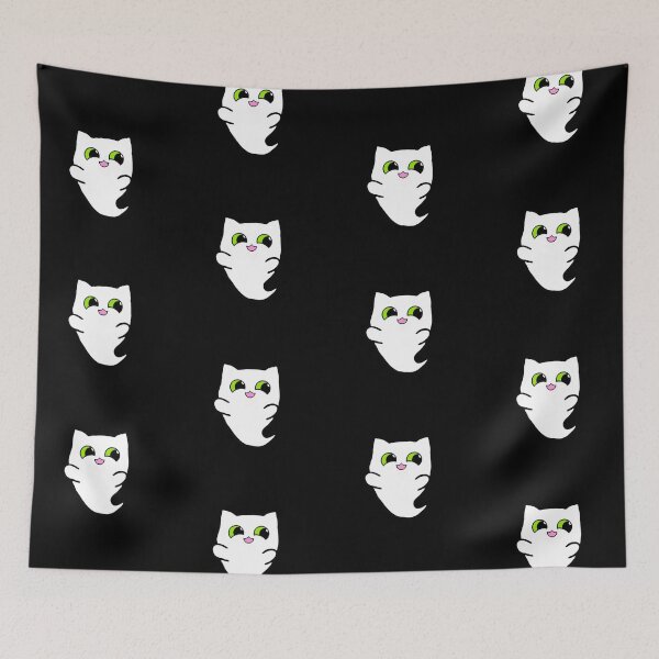 Item preview, Cute halloween ghost cat kawaii chibi designed and sold by NerdyChibi.
