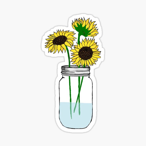 sunflowers in a jar Sticker