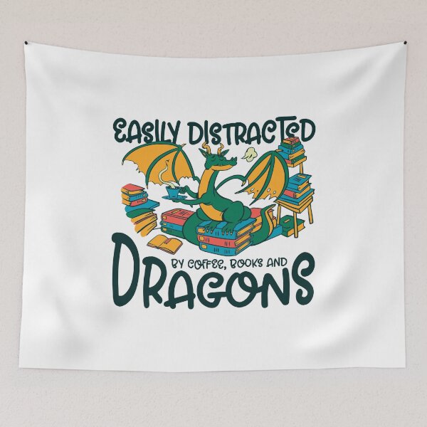 Item preview, Easily Distracted by Coffee Books and Dragons designed and sold by CreationFirm.