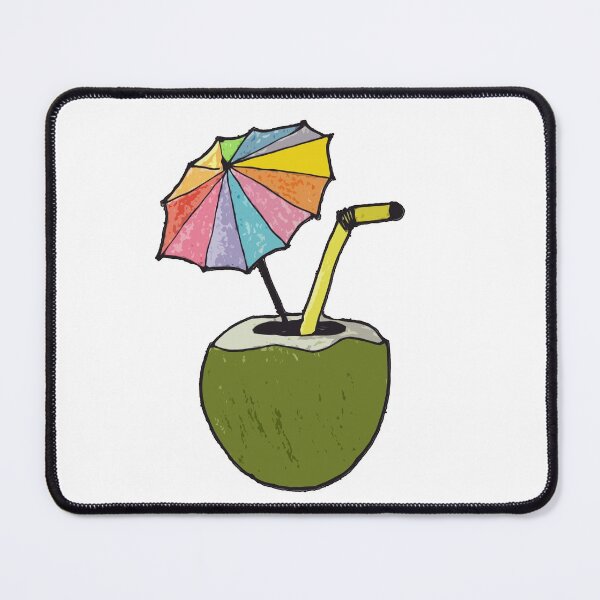 Item preview, Hand drawn coconut drink with colorful umbrella drink designed and sold by WatercolorFun.