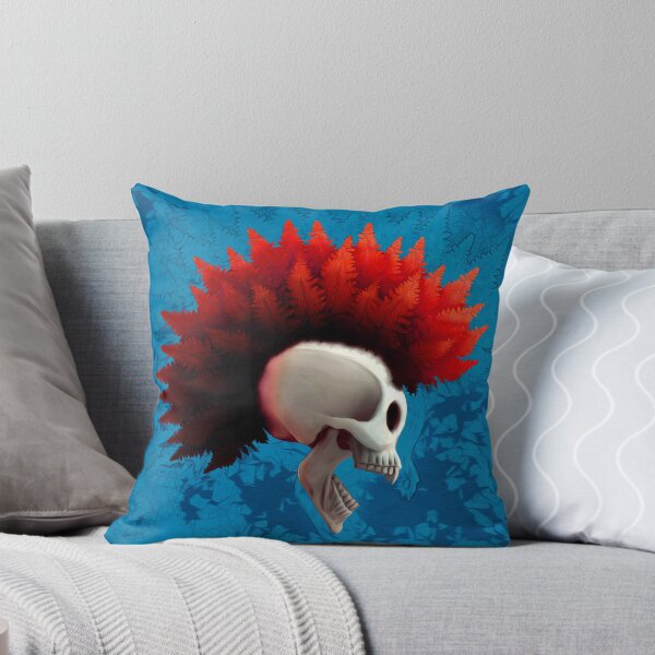 Item preview, Skull, mohawk, red fern, blue, punk designed and sold by Svitac.