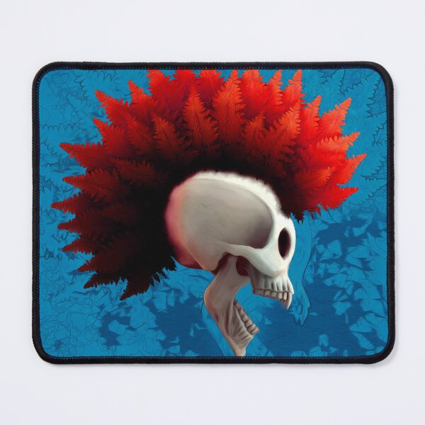 Item preview, Skull, mohawk, red fern, blue, punk designed and sold by Svitac.