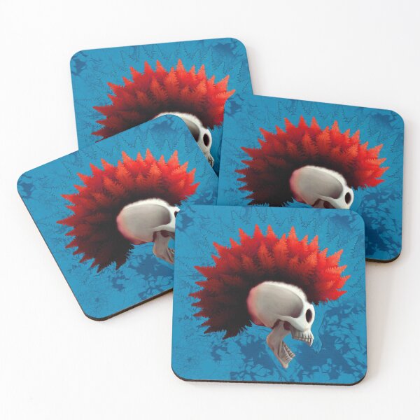 Item preview, Skull, mohawk, red fern, blue, punk designed and sold by Svitac.