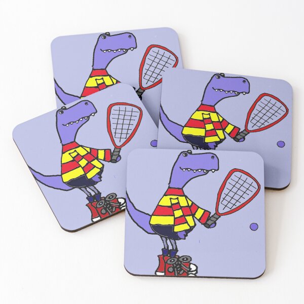Item preview, Funny T-rex Dinosaur Playing Racquetball Cartoon designed and sold by Nature's Fancy.