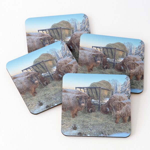 Item preview, Scottish Highland Cattle Cows and Calves in snow 2699 designed and sold by SaarelaHighland.
