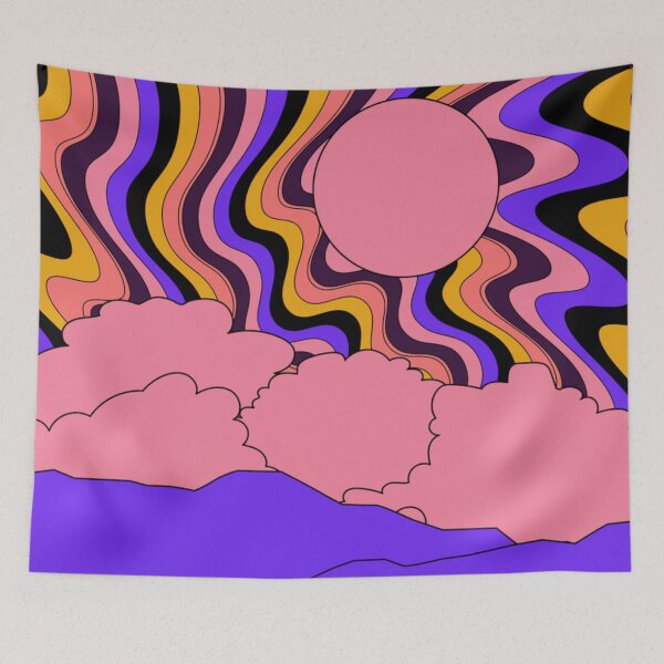 Item preview, Mountain landscape in psychedelic 60's - 70's style designed and sold by Golden-Peace.