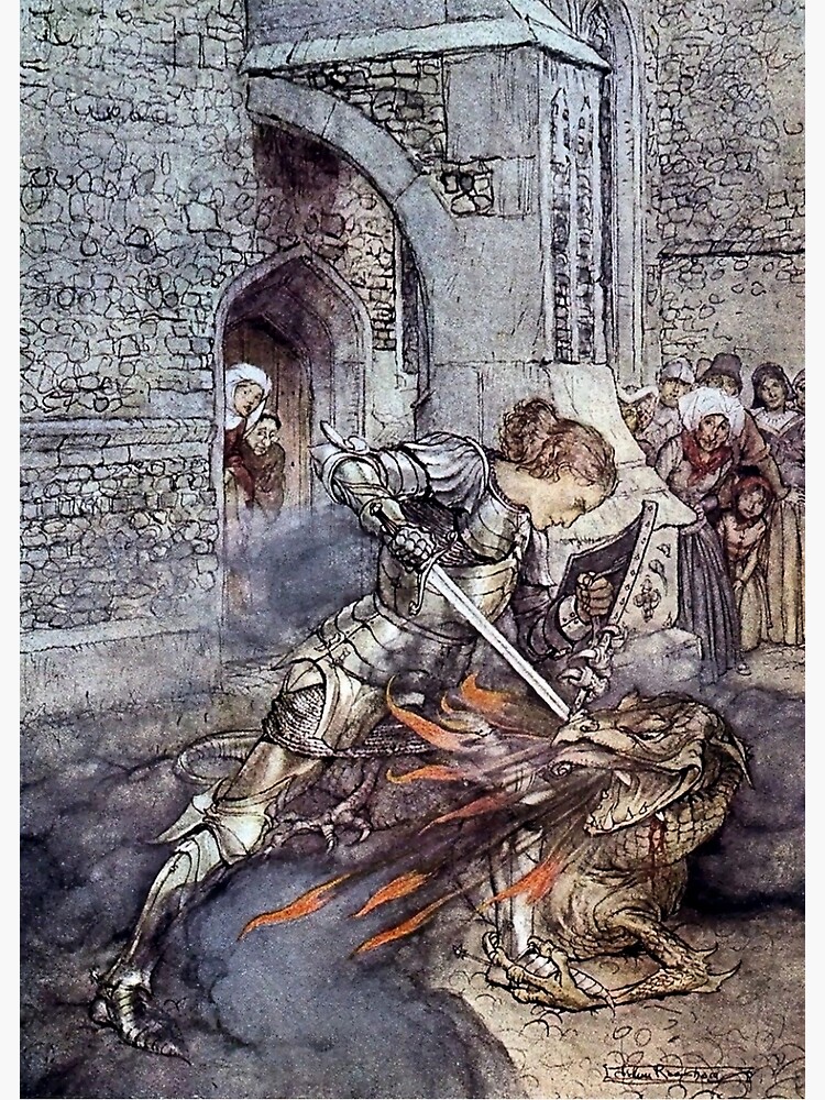 “Sir Lancelot Slays the Dragon” by Arthur Rackham Premium Matte ...