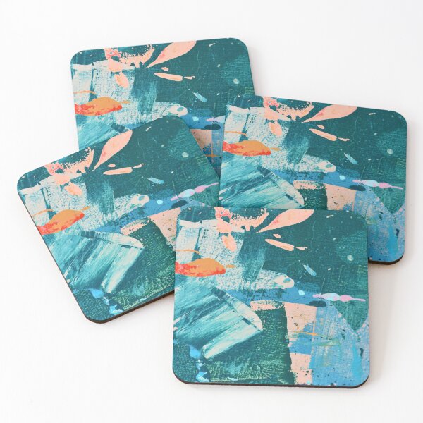 Item preview, Dream in Reality: A vibrant abstract design in blue and peach by Alyssa Hamilton Art designed and sold by Alyssa Hamilton Art.
