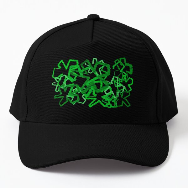Funky Green Graffiti Flowers Baseball Cap