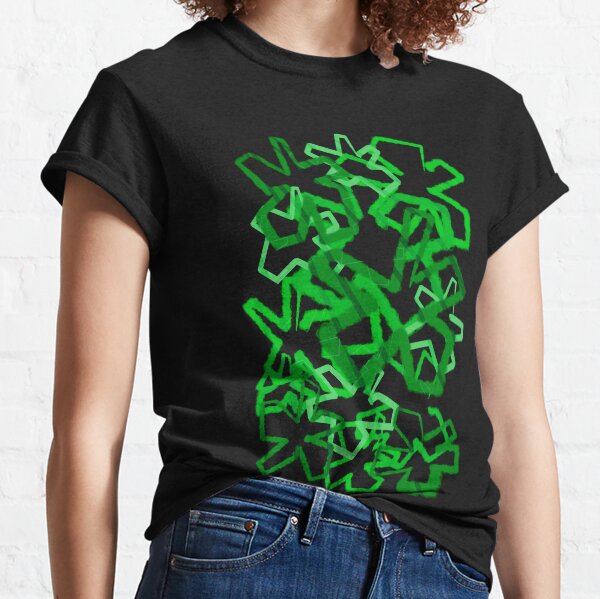 Funky Green Graffiti Flowers Classic T-Shirt