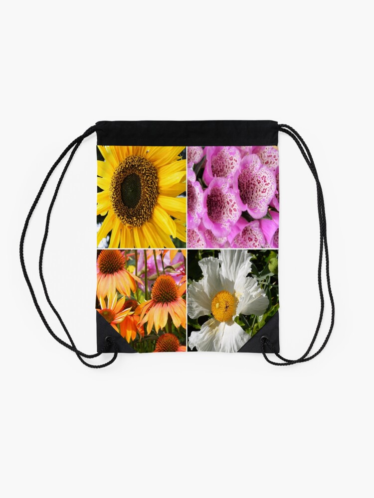 Alternate view of FLOWER BLOSSOMS, SUNFLOWER, FOXGLOVER,CONEFLOWER, POPPY Drawstring Bag