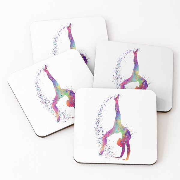 Item preview, Gymnastics Tumbling Girl Watercolor Silhouette designed and sold by LotusGifts.