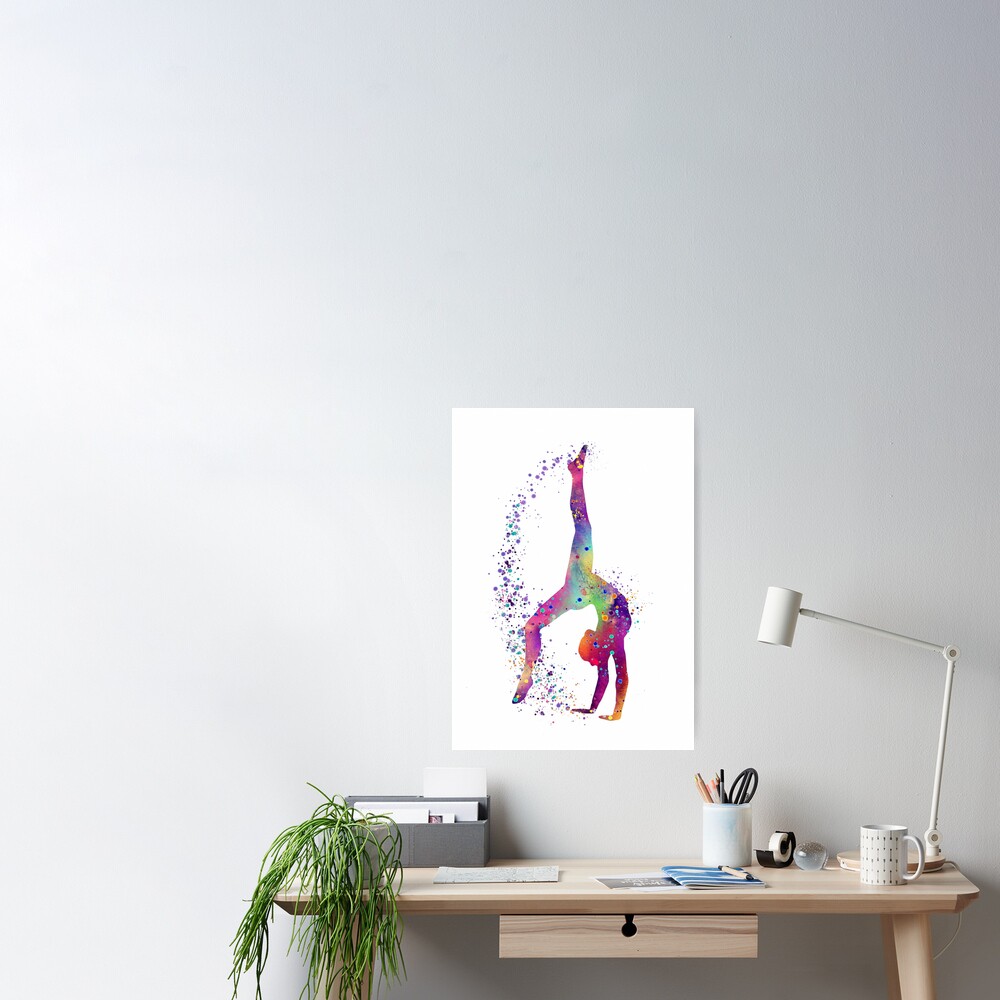 Gymnastics Tumbling Girl Watercolor Silhouette Poster By Lotusts Redbubble