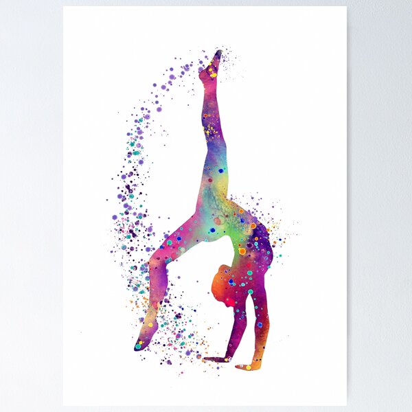 Item preview, Gymnastics Tumbling Girl Watercolor Silhouette designed and sold by LotusGifts.