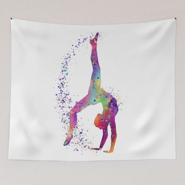 Item preview, Gymnastics Tumbling Girl Watercolor Silhouette designed and sold by LotusGifts.