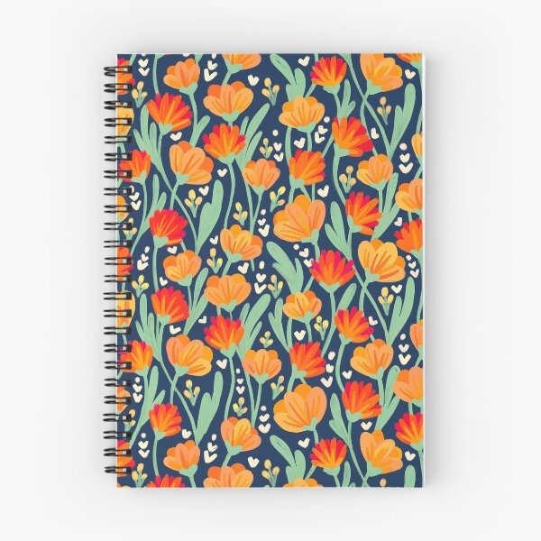 Item preview, Orange Poppy Field- Navy Blue Background designed and sold by Studio-Ithelda.