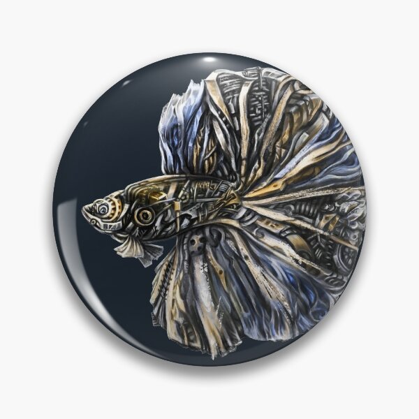 Item preview, Metalic Halfmoon betta in steampunk style  designed and sold by CatCarrot.