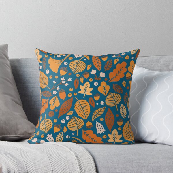 Item preview, Autumn Leaves on Blue designed and sold by latheandquill.