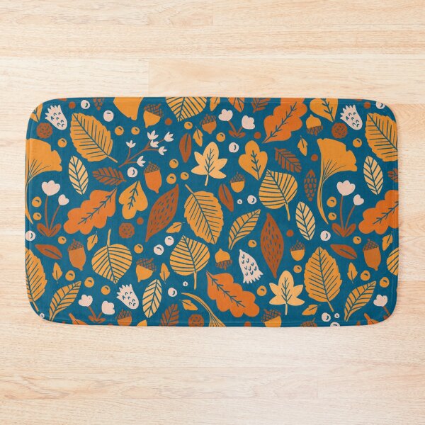 Item preview, Autumn Leaves on Blue designed and sold by latheandquill.
