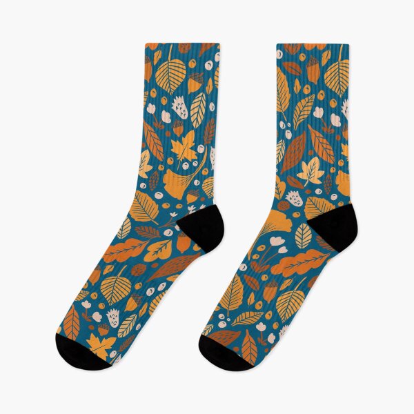 Item preview, Autumn Leaves on Blue designed and sold by latheandquill.