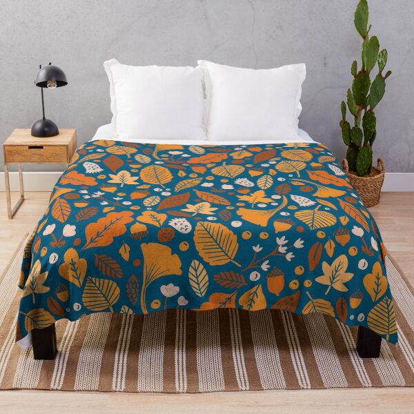 Item preview, Autumn Leaves on Blue designed and sold by latheandquill.