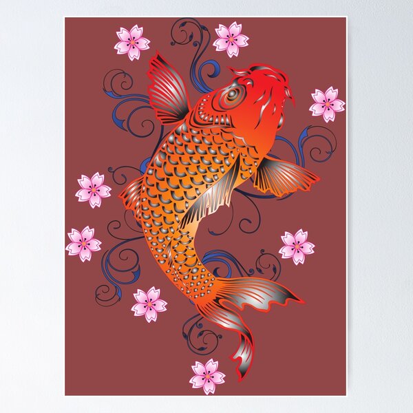 Koi Fish Art Print Coloring Poster for Adults Kids Family Doodle Art  Poster18x24 inch - Poster Foundry