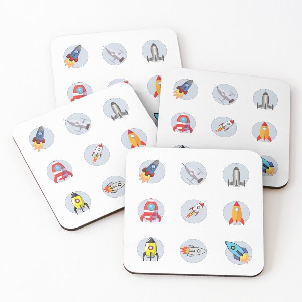 Item preview, A Pack of Nine Separate Colorful Spaceship Stickers on one sheet designed and sold by ThePicturesGuy.