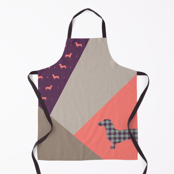 Item preview, Dachshund Coral Pink and Purple Abstract Patchwork designed and sold by Kittys-Art.