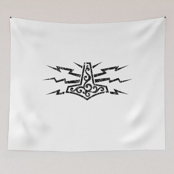 Item preview, Viking Thors Hammer Norse Pagan Mjolnir Lightning Black Distressed designed and sold by BluePagan.