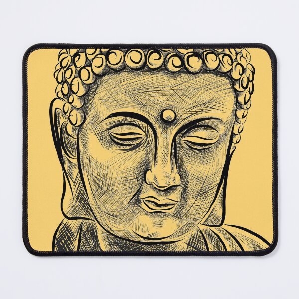 Item preview, Buddha head silhouette, hand drawing vector designed and sold by Aroastock.