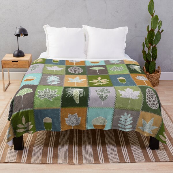 Item preview, Forest Leaves Patchwork Quilt designed and sold by WickedRefined - Nicole Demereckis.