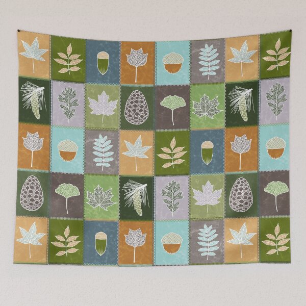 Item preview, Forest Leaves Patchwork Quilt designed and sold by WickedRefined - Nicole Demereckis.