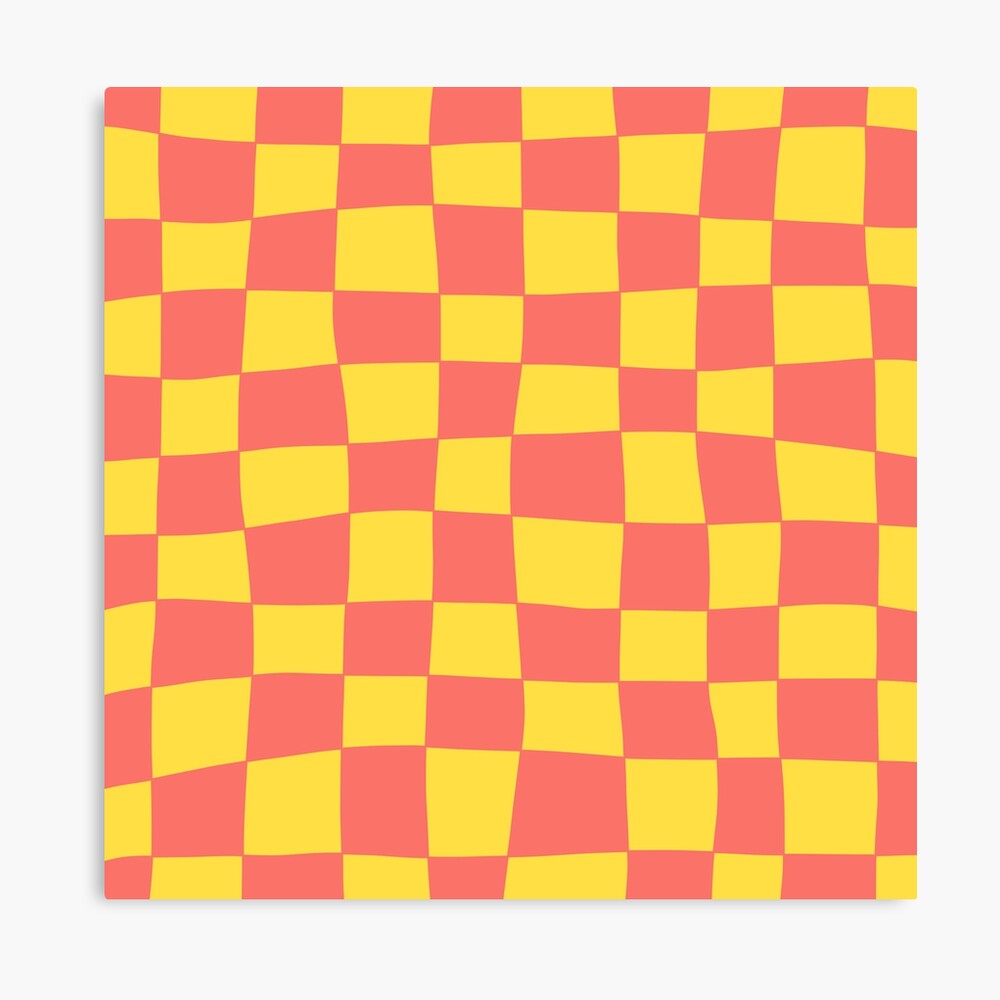 Hand Drawn Checkerboard Pattern (coral/yellow) Art Board Print