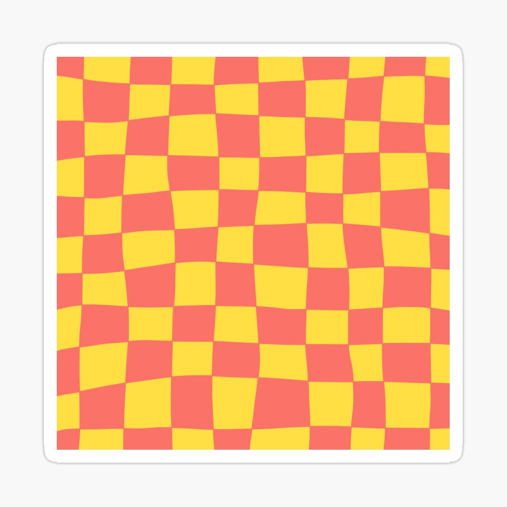 Hand Drawn Checkerboard Pattern (coral/yellow) Art Board Print