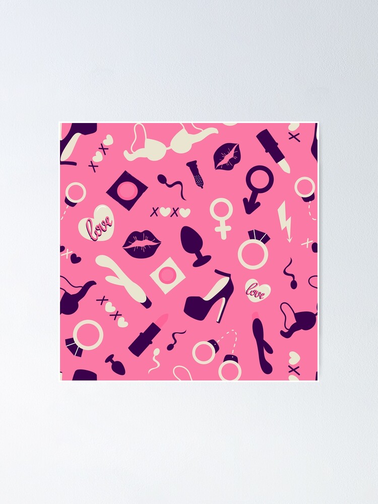 valentines day adult toys seamless pattern Poster