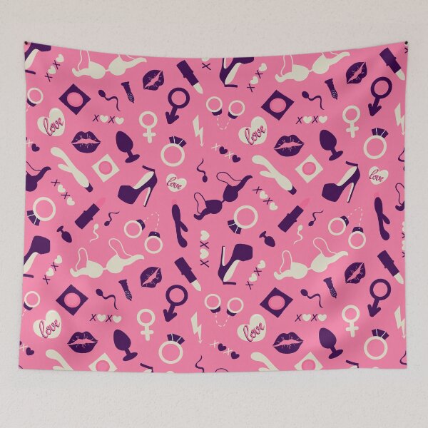 Item preview, valentines day adult toys seamless pattern  designed and sold by Sya Prints.