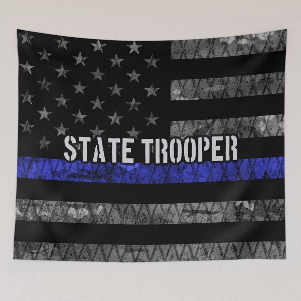 Item preview, Distressed State Trooper Police Flag designed and sold by Jared Davies.