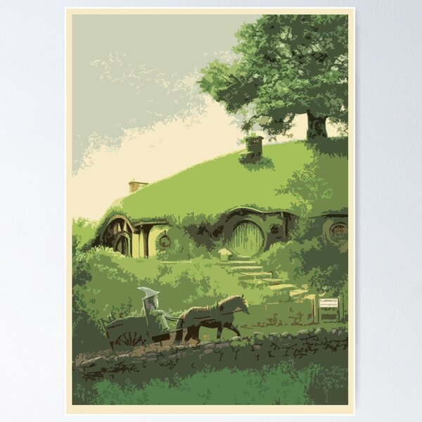 Vista previa del artículo con la obra «Impresión de viaje inesperado inspirada en Shire: con Wizard y Hole», diseñado y vendido por NickiCollings.