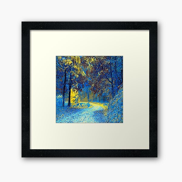 BLUE AND YELLOWS PARK Framed Art Print