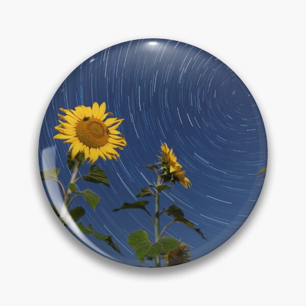 Item preview, Sunflowers lit by moonlight against startrail designed and sold by Lukasz Szczepanski.