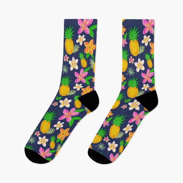 Artikelvorschau, Tropischer Ananasdruck mit Plumeriablüten. entworfen und verkauft von Papergrape.