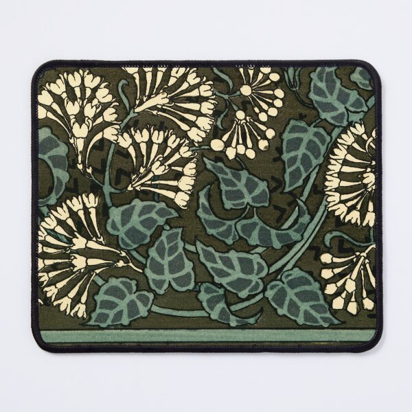 Item preview, GREEN LEAVES, WHITE LILACS, LARGE FOLIAGE  Art Nouveau Dark Floral  designed and sold by BulganLumini.
