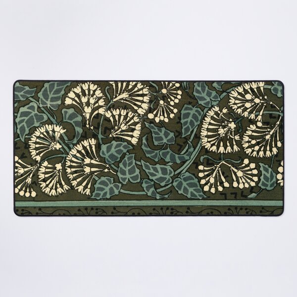 Item preview, GREEN LEAVES, WHITE LILACS, LARGE FOLIAGE  Art Nouveau Dark Floral  designed and sold by BulganLumini.