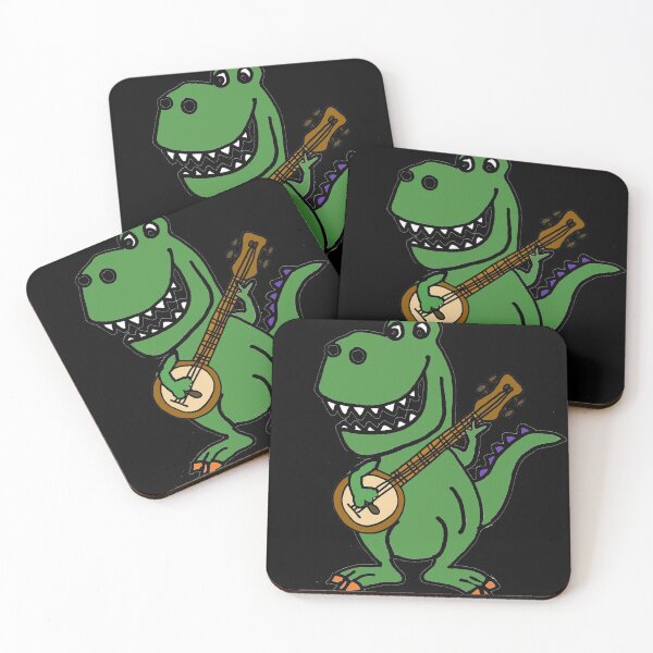 Item preview, Funny T-rex Dinosaur Playing Banjo Music Cartoon designed and sold by Nature's Fancy.