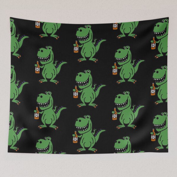 Item preview, Funny T-rex Dinosaur Drinking Beer Cartoon designed and sold by Nature's Fancy.
