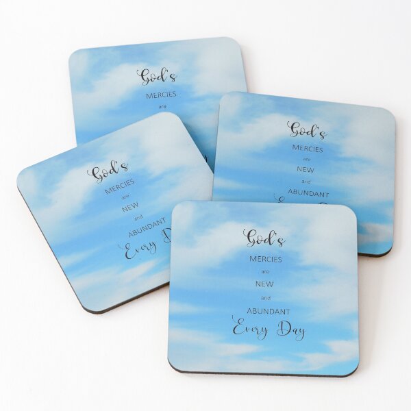 Item preview, Gods Mercy is New and Abundant Every Day - Bible Verse Scripture with Blue Sky and Clouds designed and sold by Star58.