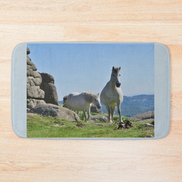 Item preview, White Dartmoor Ponies At Houndtor, UK designed and sold by lezvee.