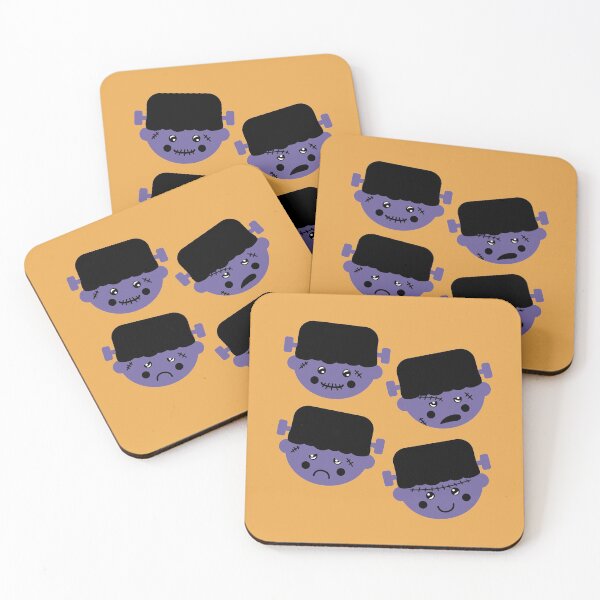 Item preview, Royal Purple & Spice Yellow Cute Frankenstein Faces Pattern designed and sold by Jelly Turnip.