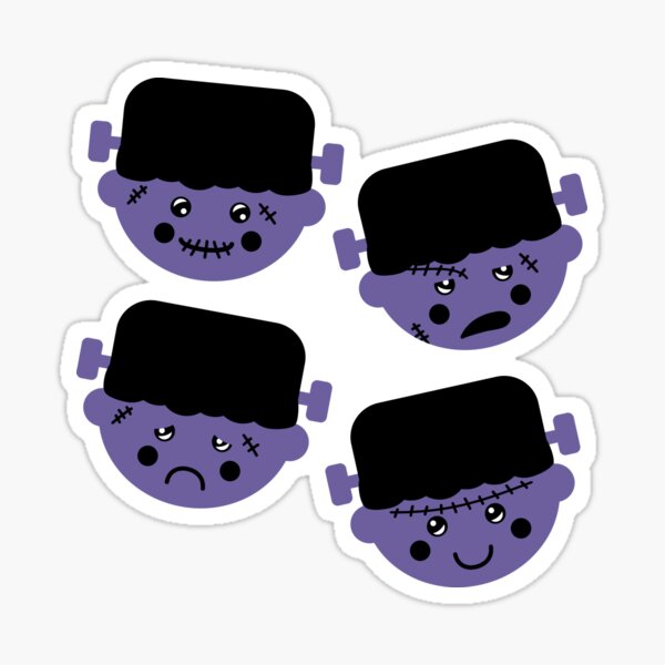 Royal Purple & Spice Yellow Cute Frankenstein Faces Pattern Sticker