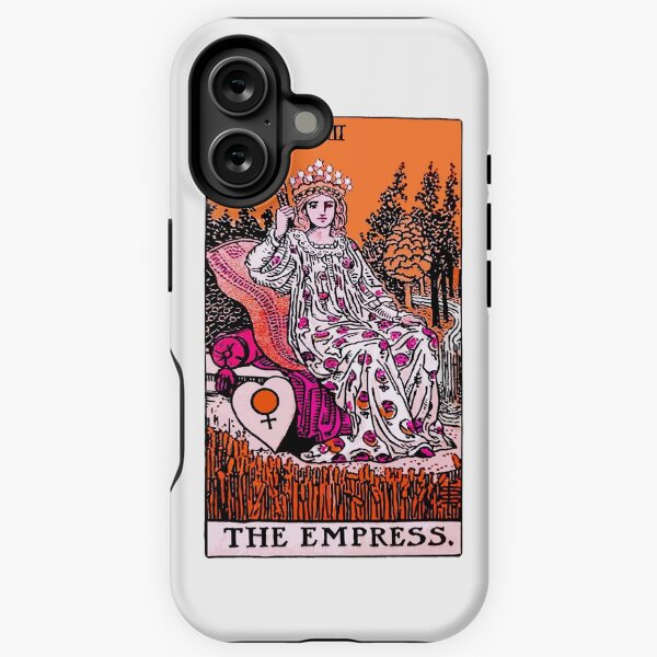 Aperçu de l'œuvre Sunset Empress - carte de tarot psychédélique en combo orange/rose créée et vendue par Larkwort.